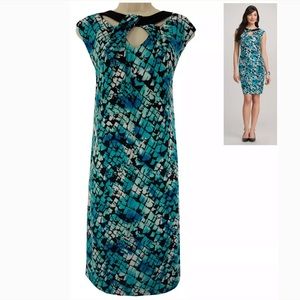 dressbarn Blue and Black Patterned Dress